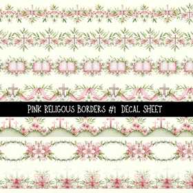 Pink Religious Borders- Uv Dtf Decal Sheet