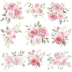 Pink Roses UV DTF Decal accent Sheet 10x10