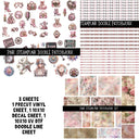 Pink Steampunk Doodle Patchwork Set