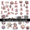 Pink Steampunk Doodle Patchwork Set