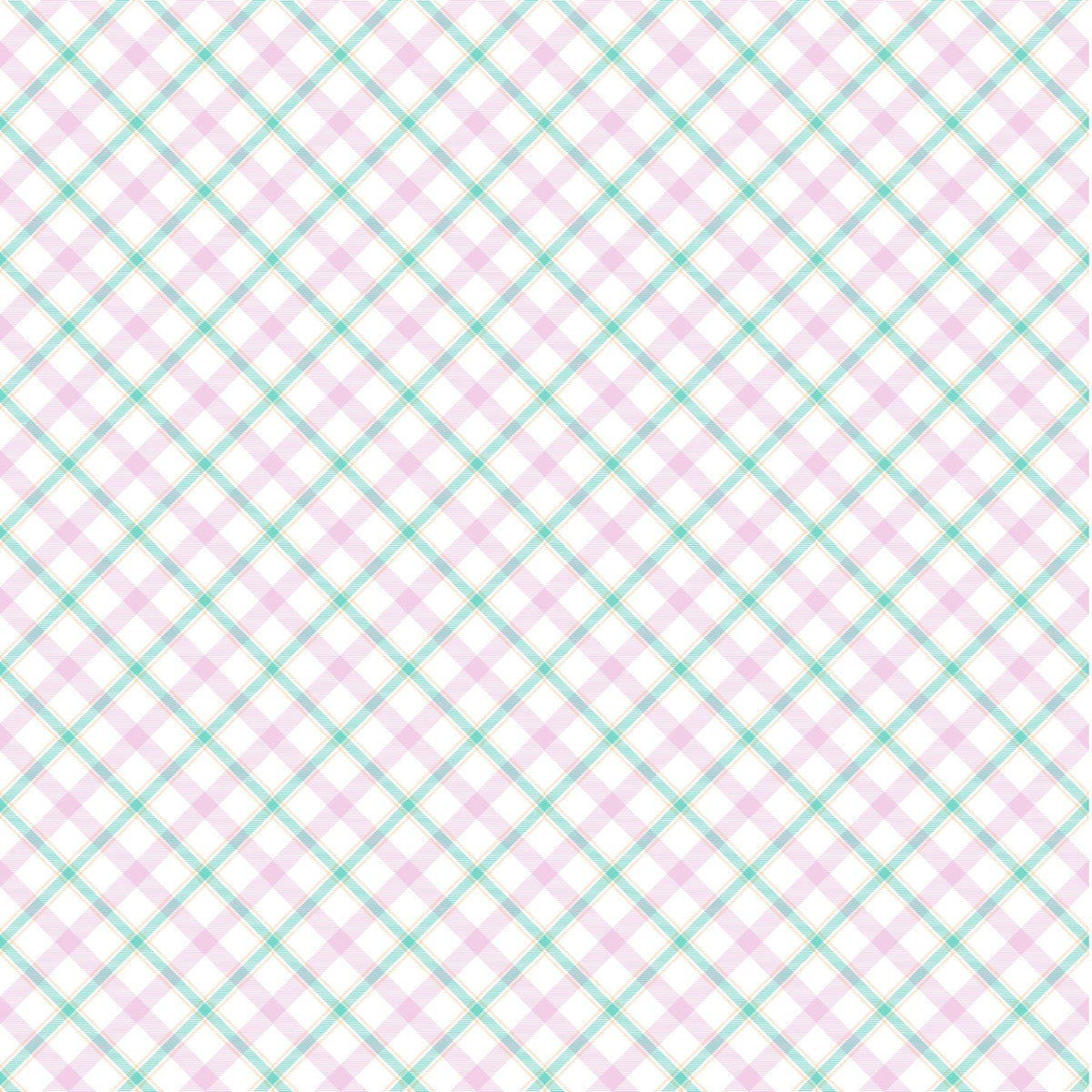 Pink And Teal Plaid - Adhesive Vinyl