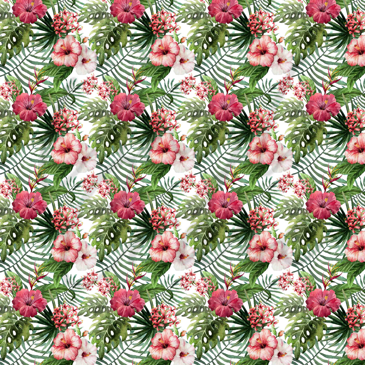 Pink and White Tropical Florals Adhesive Vinyl