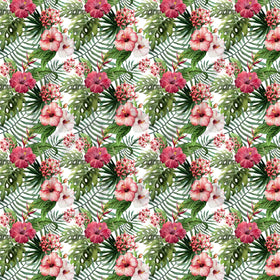 Pink and White Tropical Florals Adhesive Vinyl