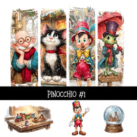 Pinocchio Torn Pages UV DTF Decal sheets 5 Designs available