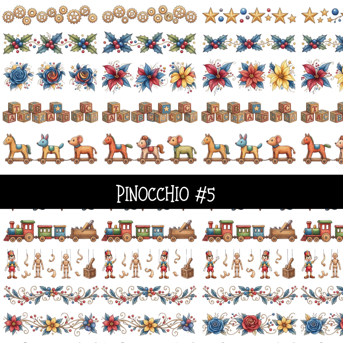 Pinocchio Torn Pages UV DTF Decal sheets 5 Designs available