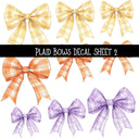Plaid Bows UV DTF Decal sheets 5 to choose from