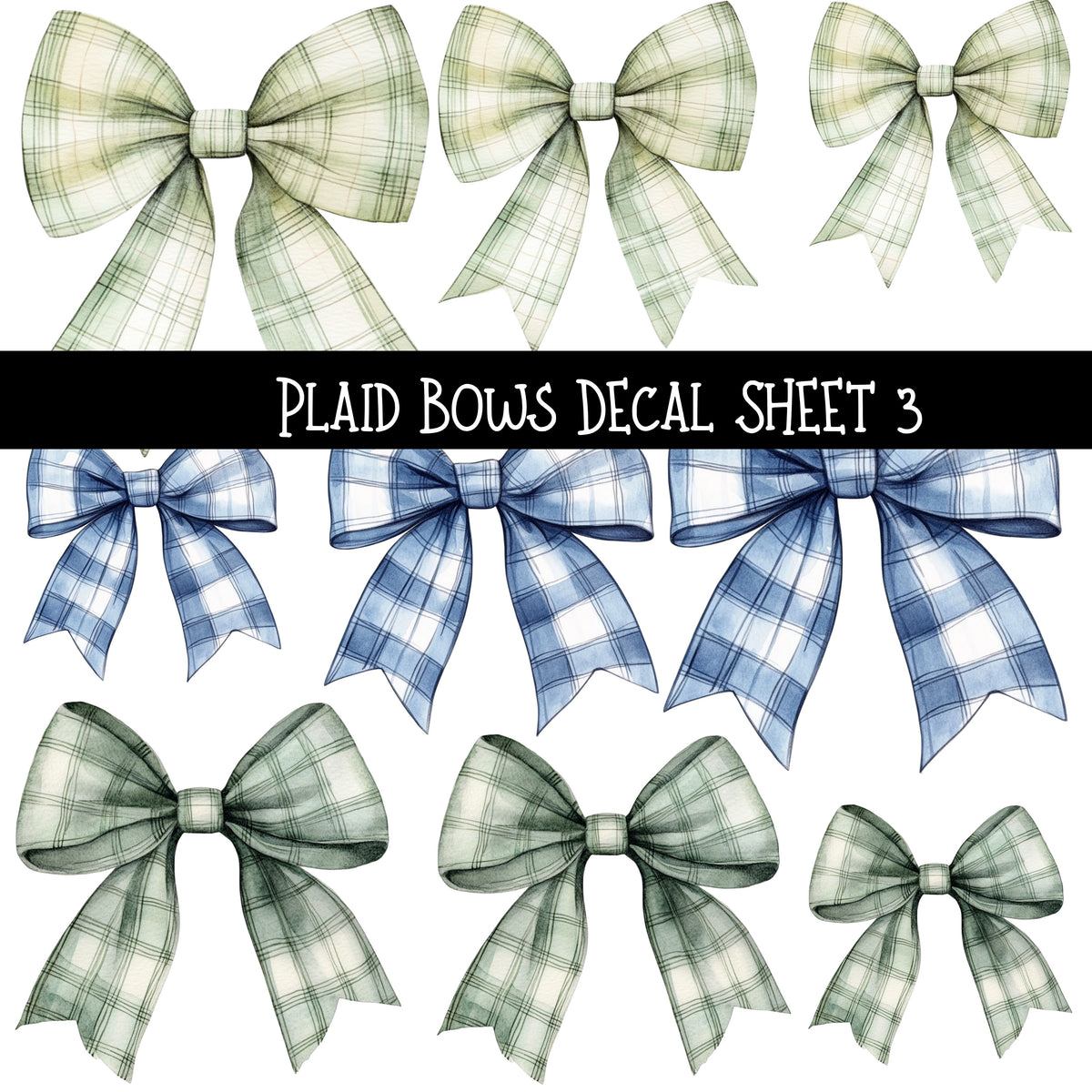 Plaid Bows UV DTF Decal sheets 5 to choose from