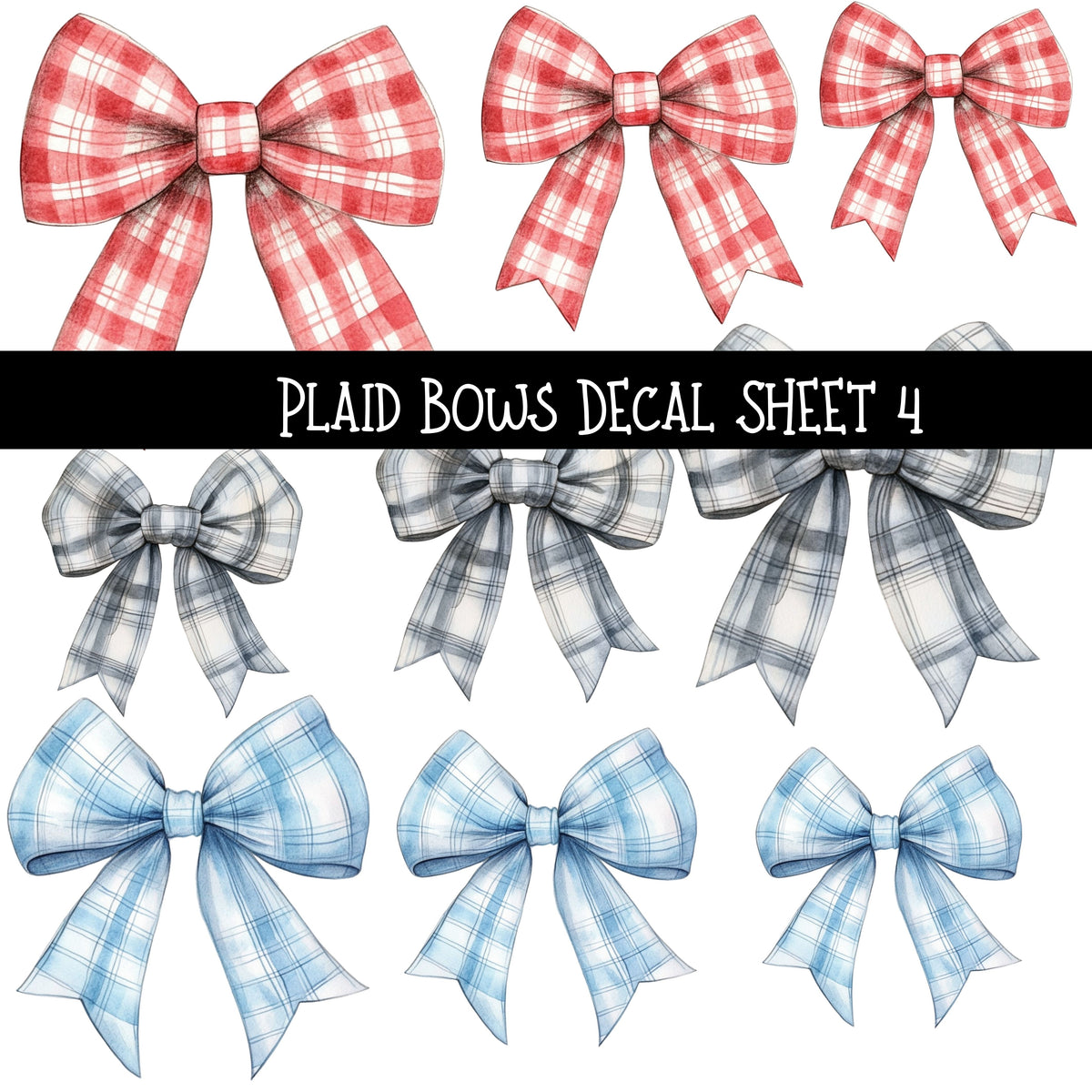 Plaid Bows UV DTF Decal sheets 5 to choose from