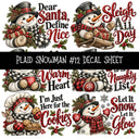 Plaid Snowmen UV DTF Decal sheets 12 Designs available