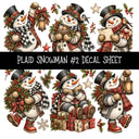 Plaid Snowmen UV DTF Decal sheets 12 Designs available