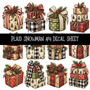 Plaid Snowmen UV DTF Decal sheets 12 Designs available