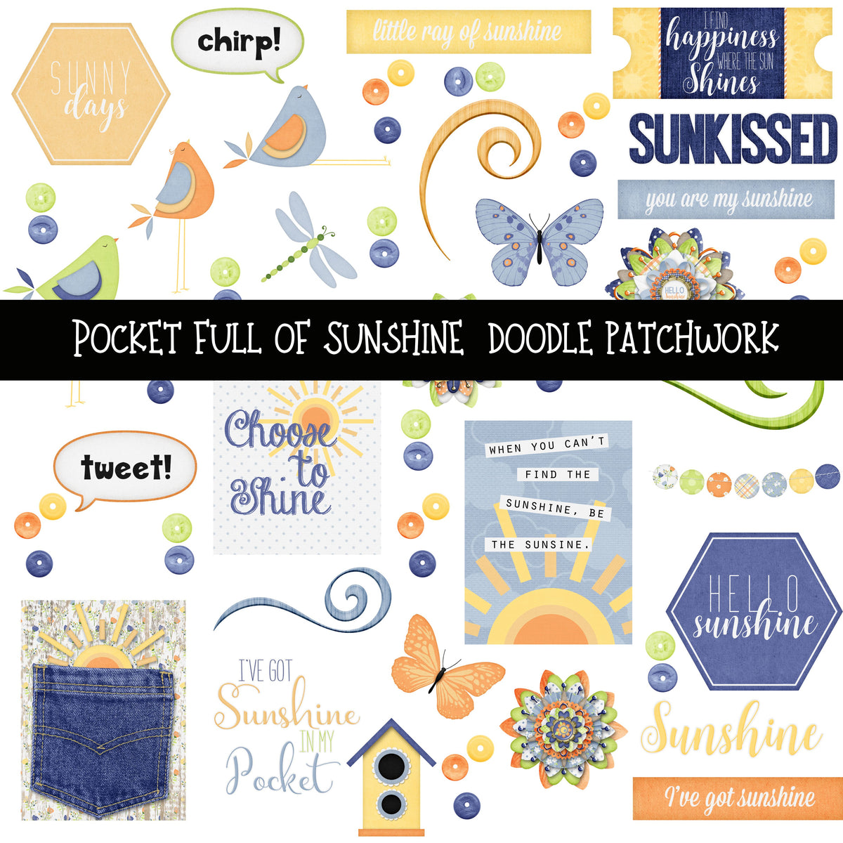 Pocket full of sunshine Doodle Patchwork Set
