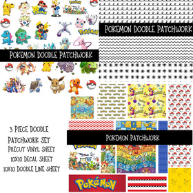 Pokemon UV DTF Doodle Patchwork Set