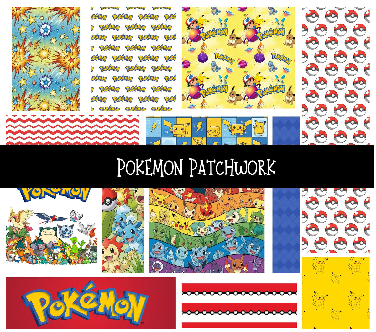Pokemon UV DTF Doodle Patchwork Set