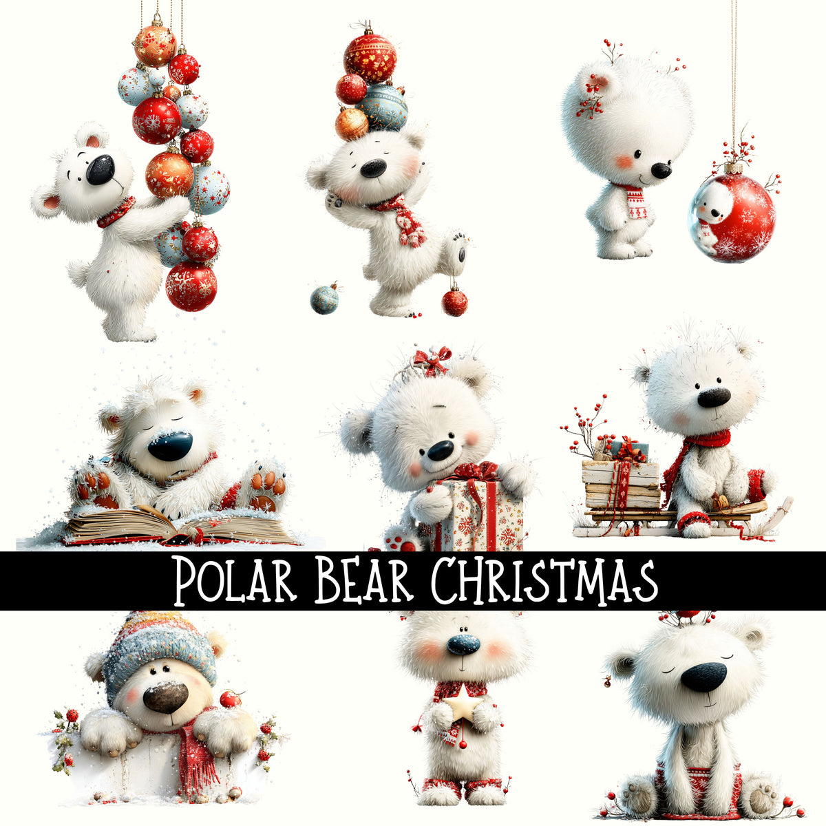 Polar Bear Christmas UV Decal sheet