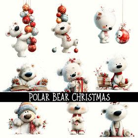 Polar Bear Christmas UV Decal sheet
