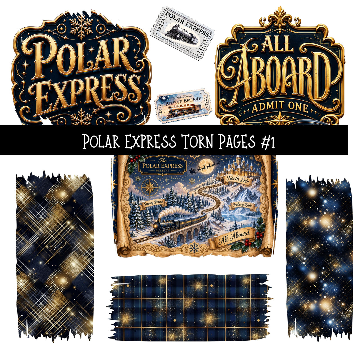 Polar Express UV DTF Decal sheets 10 Designs available