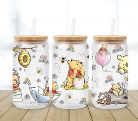 Pooh Bear - UV DTF 16oz Libbey wrap