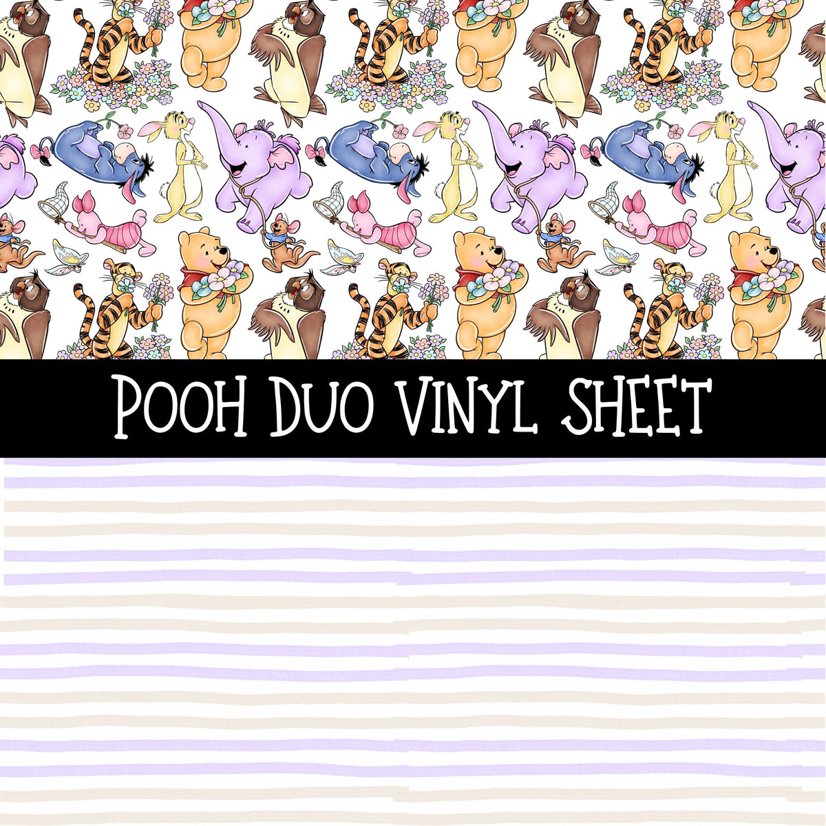 Pooh Duo precut vinyl sheet- 2 coordinating patterns on one sheet