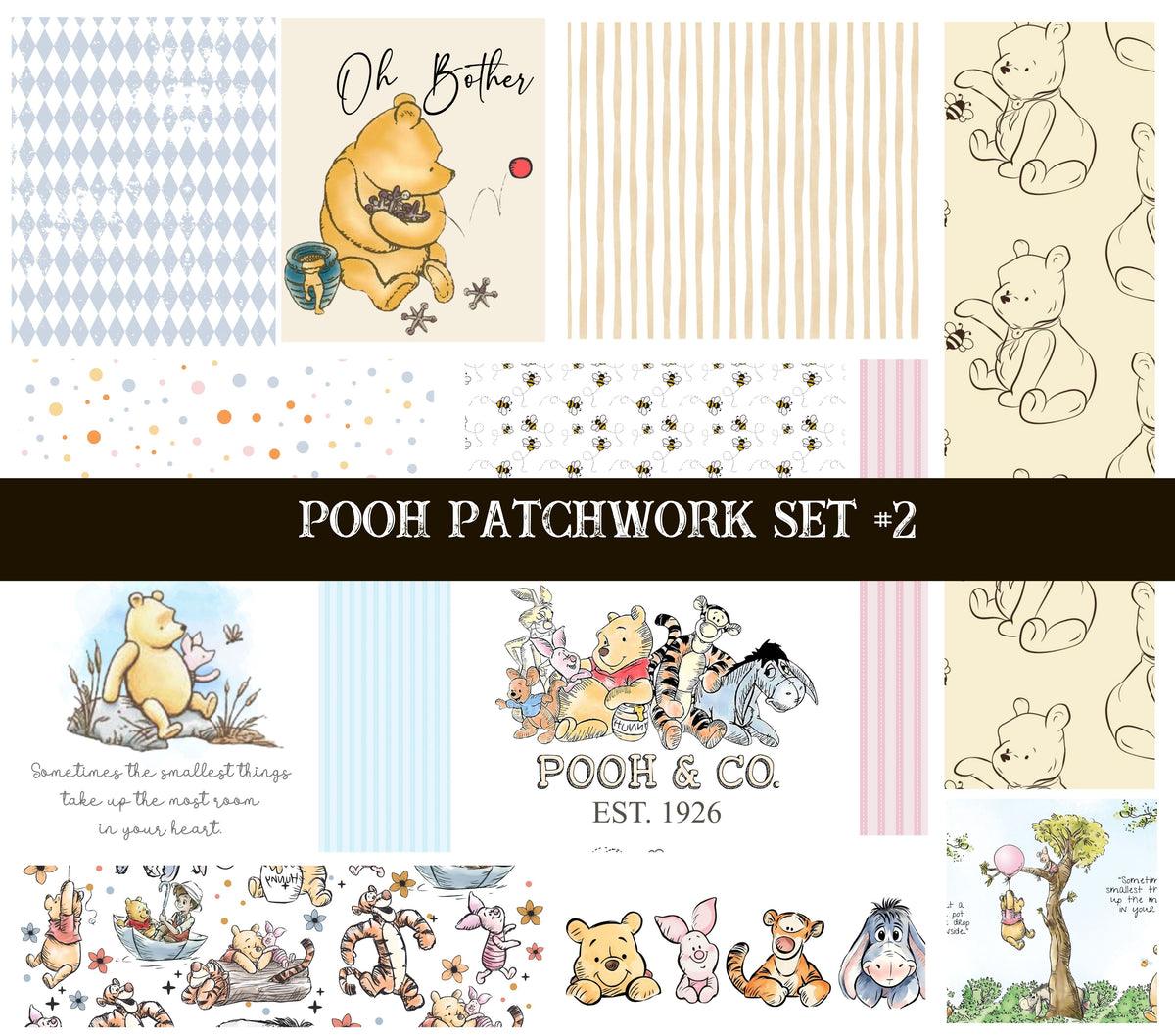 Pooh Doodle Patchwork Set #2