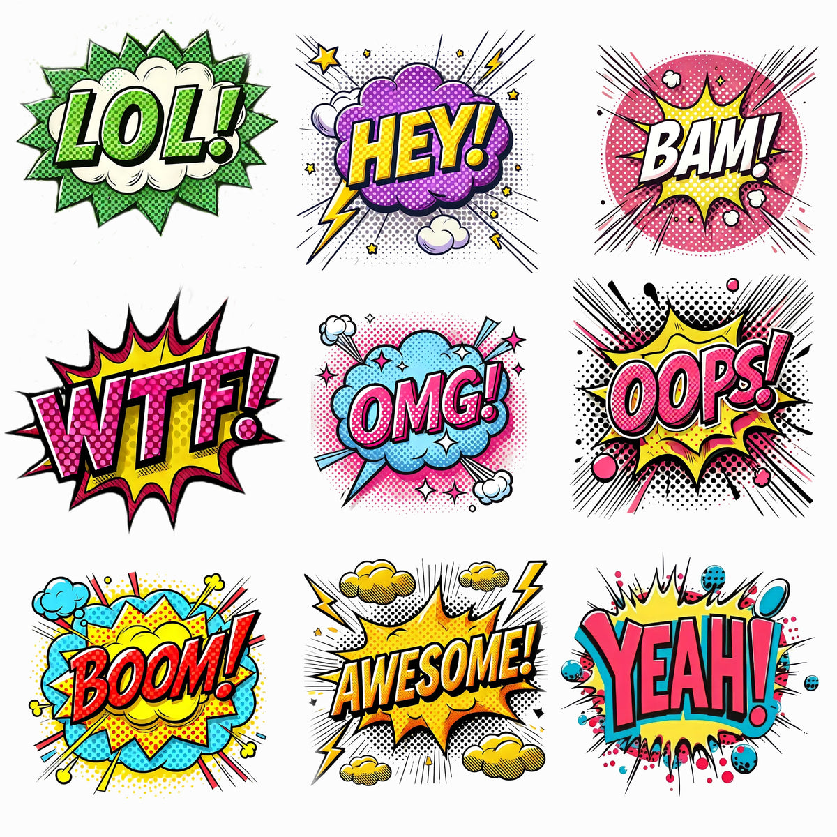 Pop Art UV DTF Decal Sheets-5 Design Options