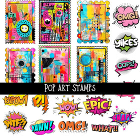 Pop Art Stamps UV DTF Decal sheet