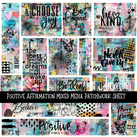Positive Affirmation Mixed Media Patchwork precut vinyl sheet available in 12x12 or 6x6 sizes