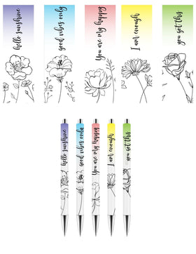 Positive Vibes Stainless UV DTF Pen wraps- set of 5