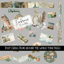 Post Cards from around the world torn pages - UV DTF Decal sheet