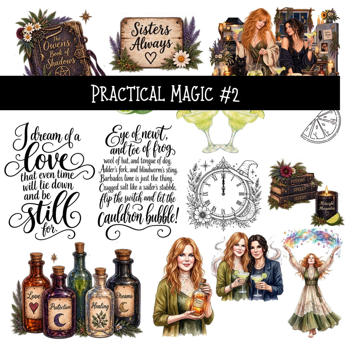 Practical Magic Torn Pages UV DTF Decal sheets 6 Designs available