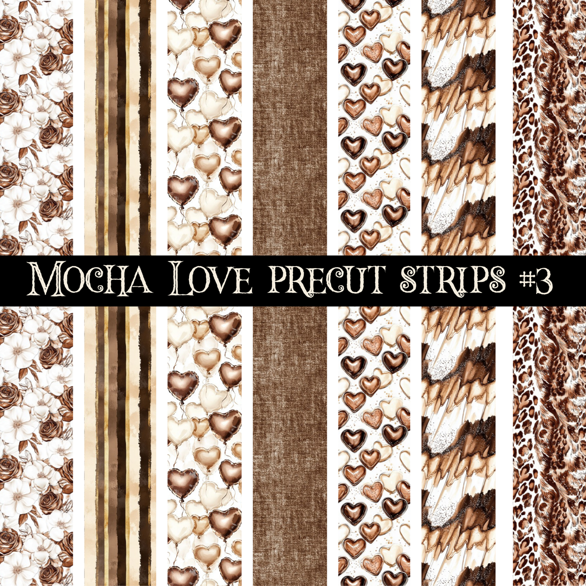 Mocha Love precut strips 12x12 vinyl sheet (3 variants)