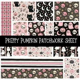 Preppy Pumpkin Patchwork precut vinyl sheet available in 12x12 or 6x6 sizes
