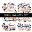 Princess Diana UV DTF Decal sheets 9 Designs available