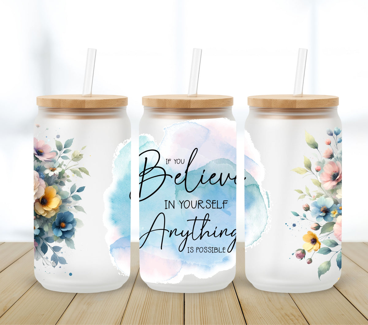 Anything is possible UV DTF 16oz Libbey wrap