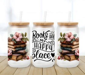 Books are my Happy Place UV DTF 16oz Libbey wrap