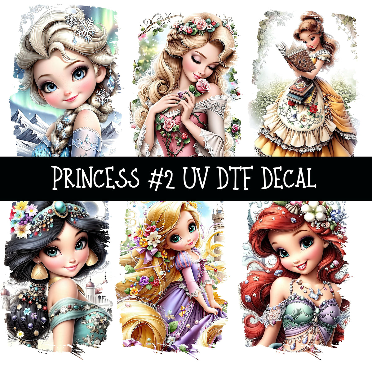 Princess Torn Pages UV DTF Decal sheets 2 Designs available