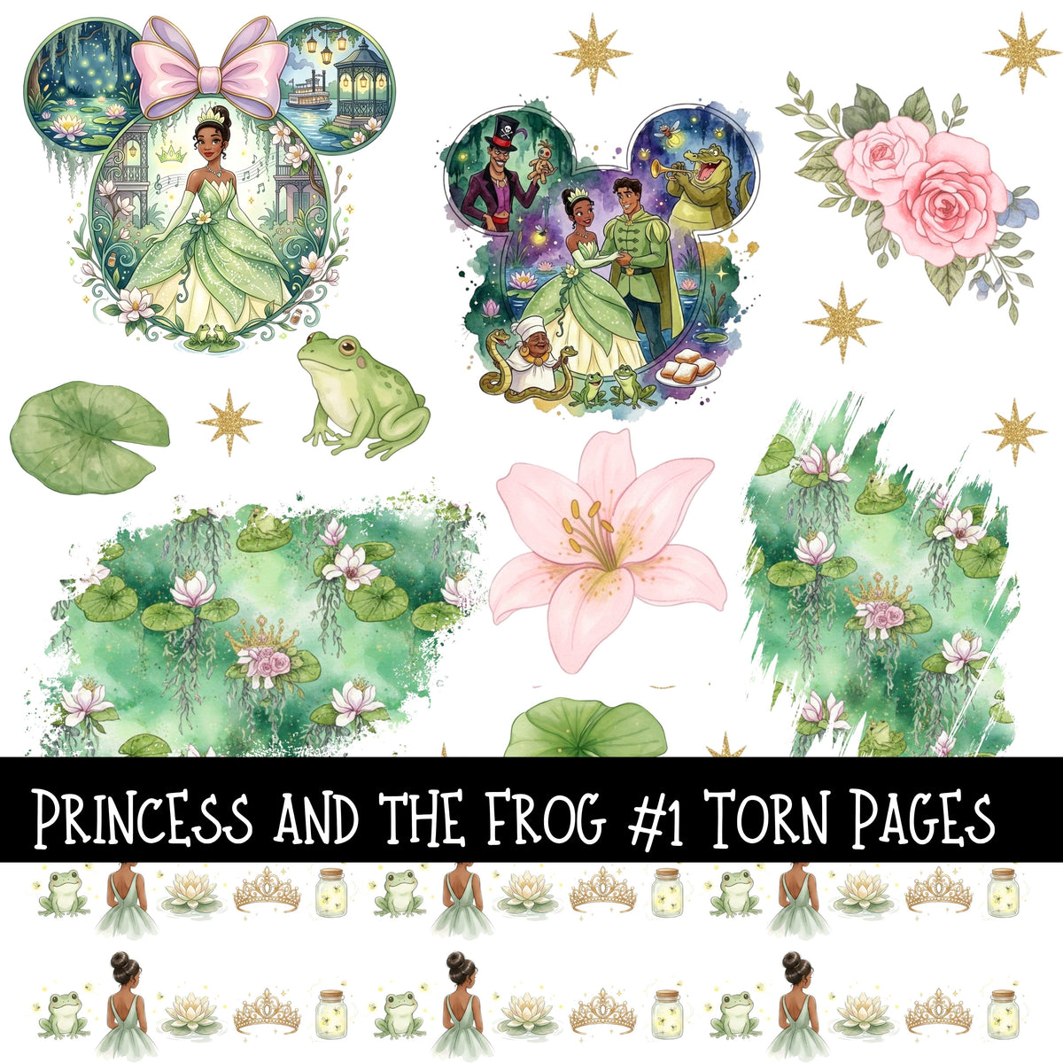 Princess and the FrogTorn Pages UV DTF Decal sheets 3 designs available