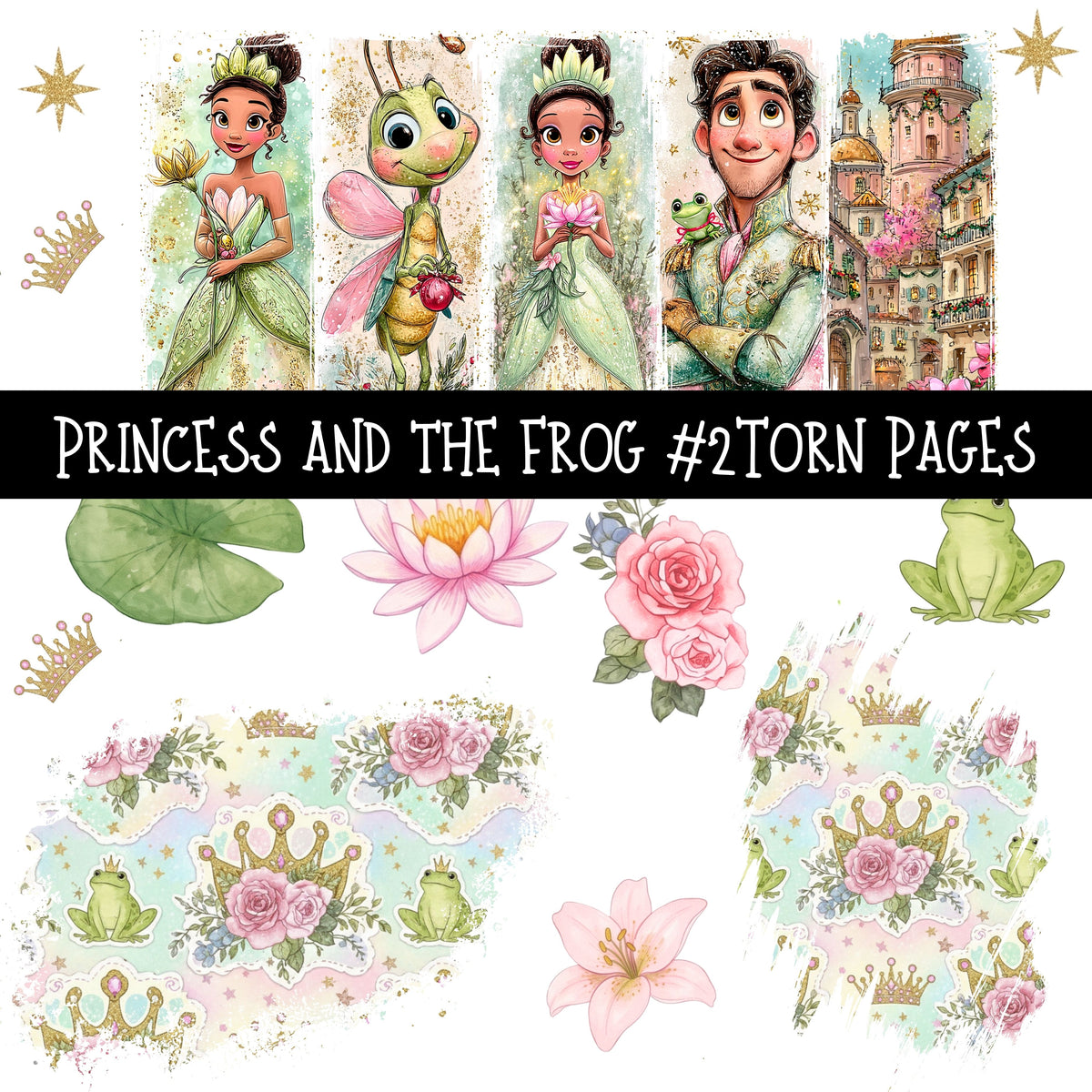 Princess and the FrogTorn Pages UV DTF Decal sheets 3 designs available