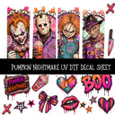 Pumpkin Nightmare UV DTF Decal sheets