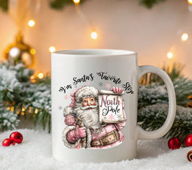 I'm Santa's Favorite stop pink UV DTF Decals
