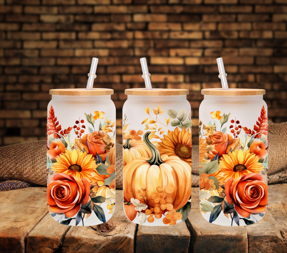 Fall Pumpkins 16oz UV DTF Libbey Wraps- 5 variants