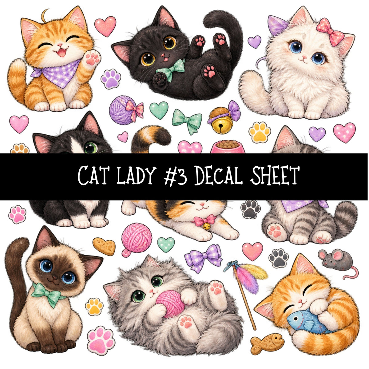 Cat Lady UV DTF Decal sheets 11 Designs available