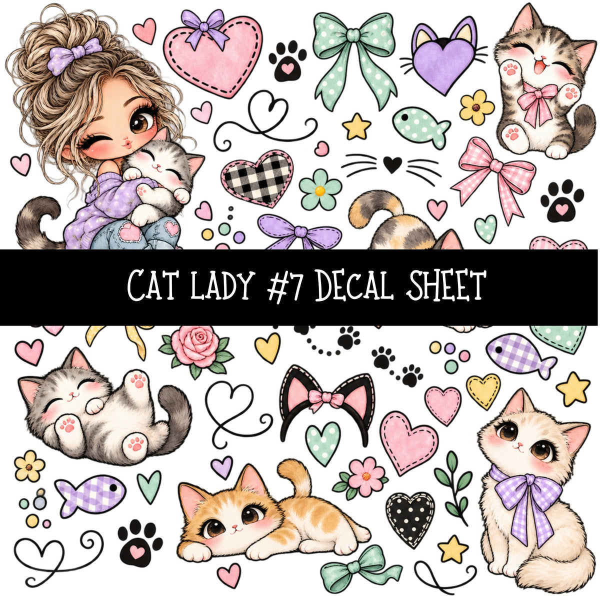 Cat Lady UV DTF Decal sheets 11 Designs available