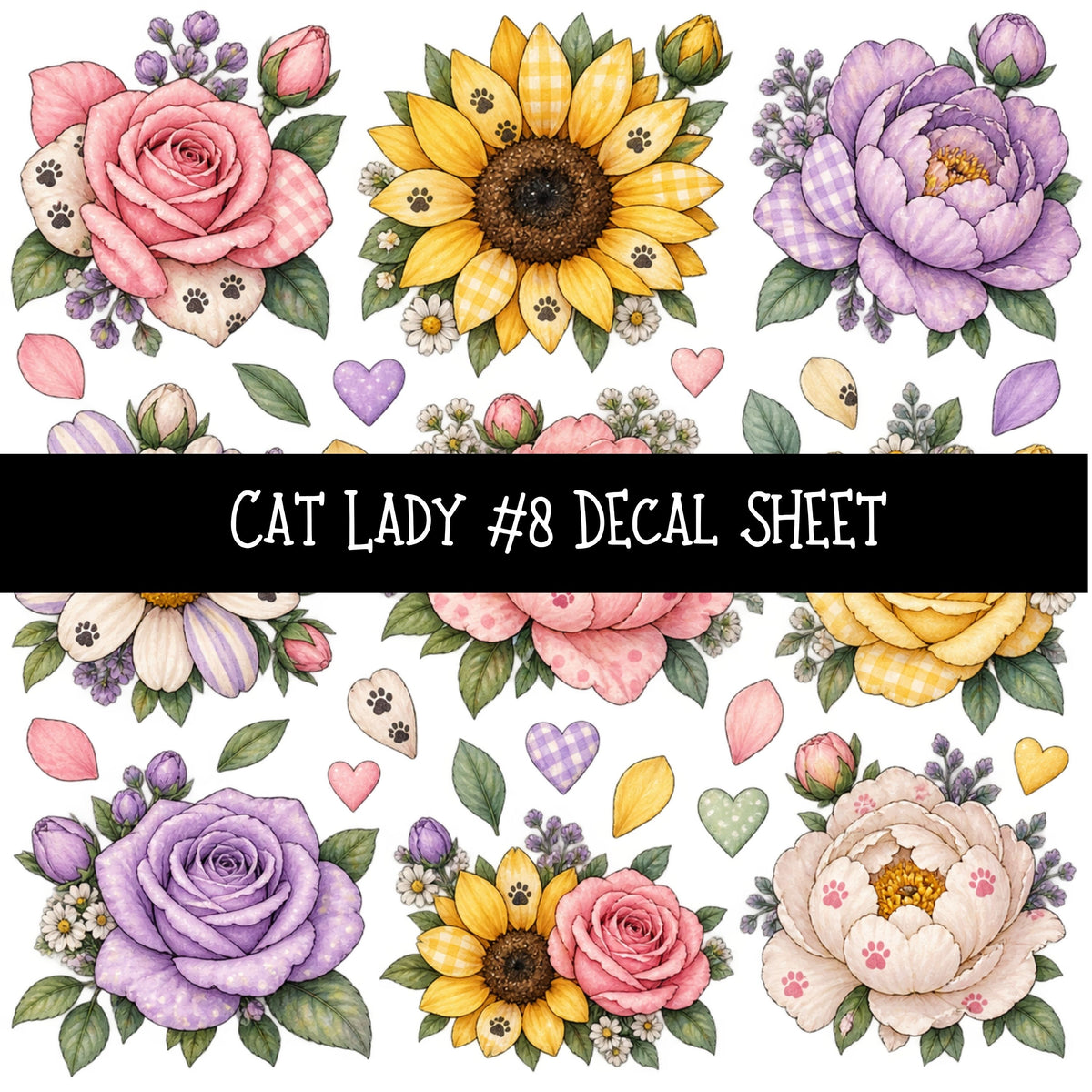Cat Lady UV DTF Decal sheets 11 Designs available