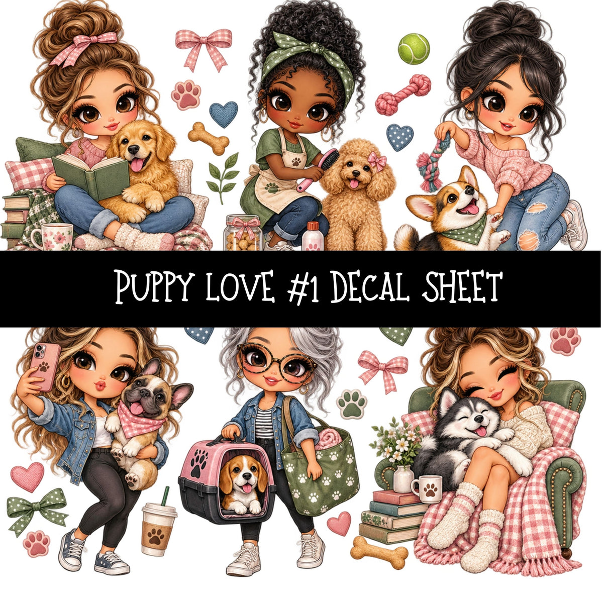 Puppy Love UV DTF Decal sheets 11 Designs available