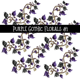 Purple Gothic Florals UV DTF Decal sheets 3 designs available