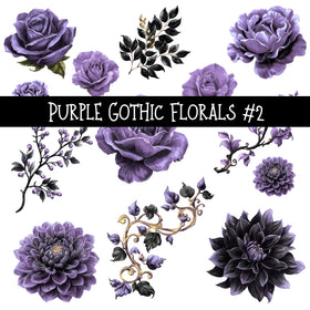 Purple Gothic Florals UV DTF Decal sheets 3 designs available