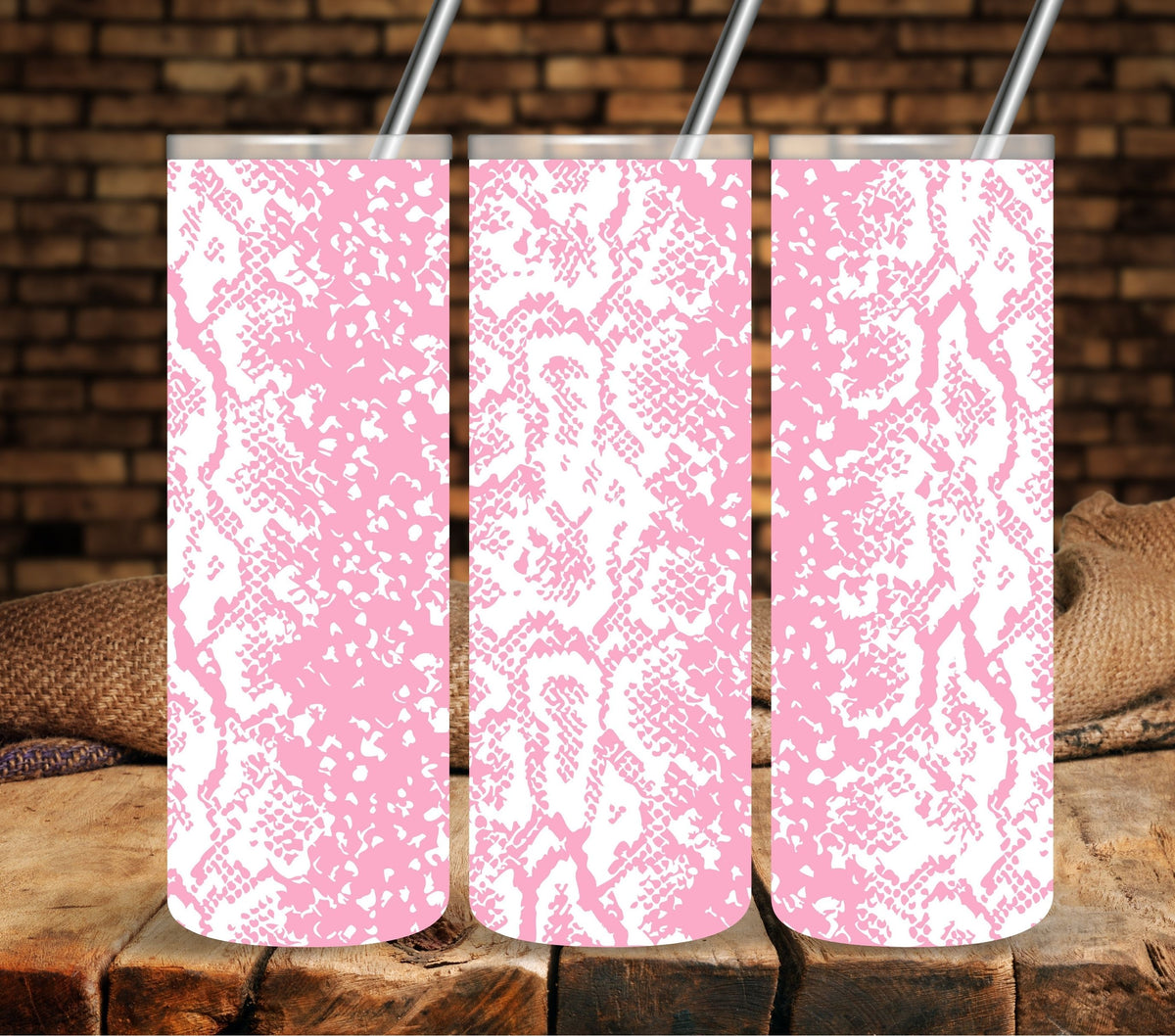 Snakeskin White UV DTF tumbler wraps 20oz skinny