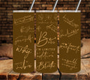 Motivational Gold/tan lettering UV DTF tumbler wraps 20oz skinny