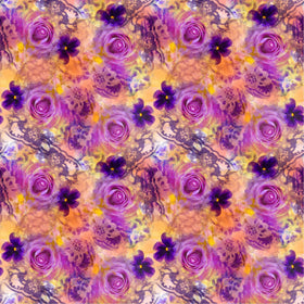 Purple Flowers On Orange - Adhesive Vinyl